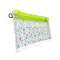 Clear Glitter Stars Wristlet Pouch | neon yellow zipper