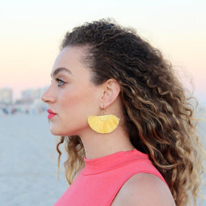 Cleo Fan Boho Colorful Brass Earrings - Thailand