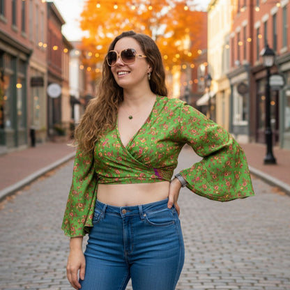Sari Bell Sleeve Wrap Top
