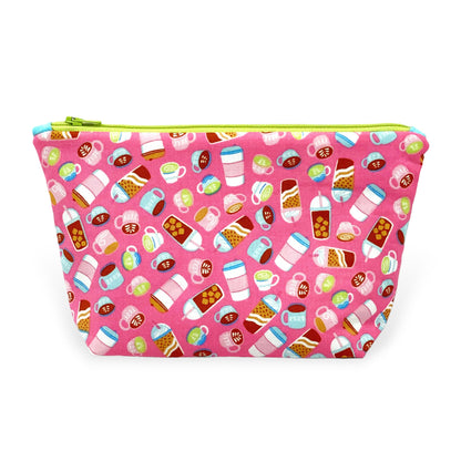 Zipper Pouch Kit - Coffee Cups Pink