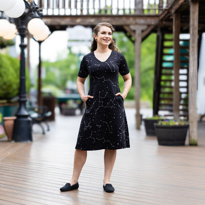 Constellations Glow-in-the-Dark A-Line Dress with Pockets
