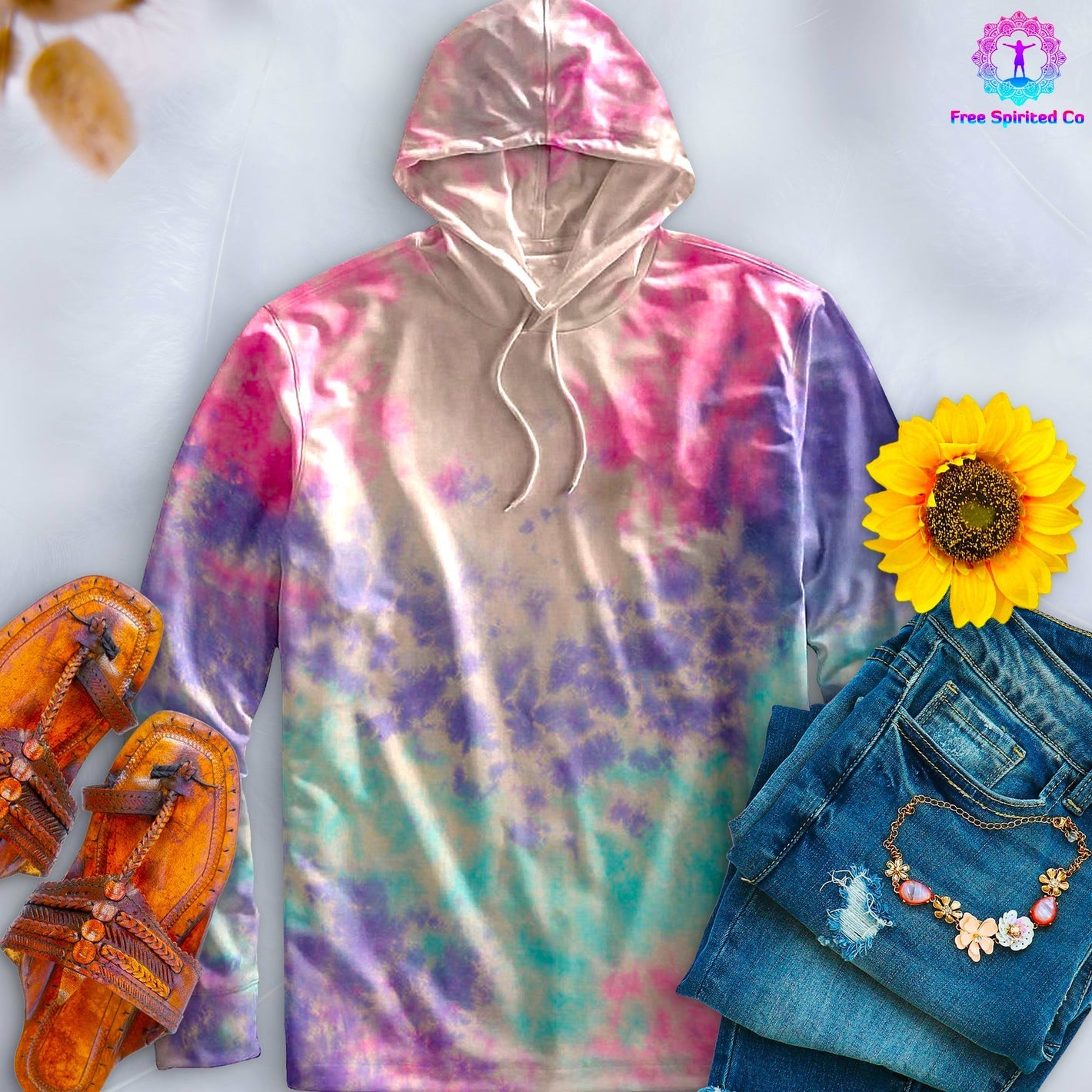 Cotton Candy Hand-Dyed Long Sleeve Hoodie