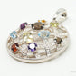 Vintage Multi Gemstone Sterling Silver Necklace Pendant
