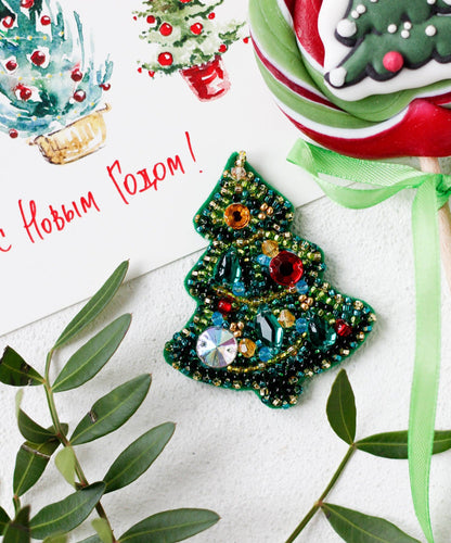 Christmas Tree Bead Embroidery Decoration Kit by Abris Art AD-094