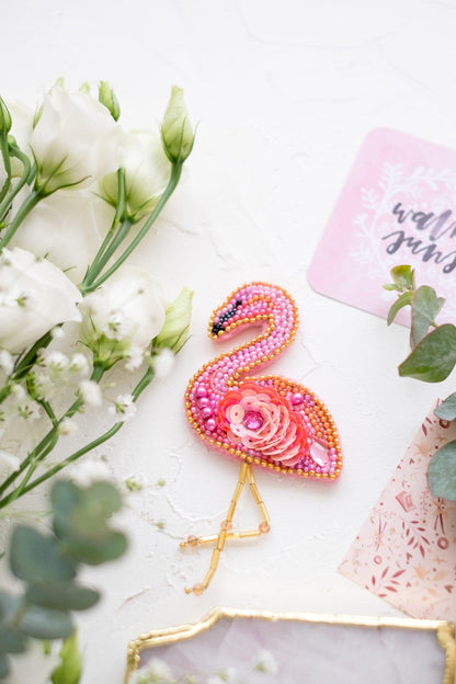 Flamingo Bead Embroidery Decoration Kit by Abris Art AD-046