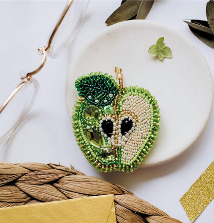 Green Apple Bead Embroidery Decoration Kit by Abris Art AD-030