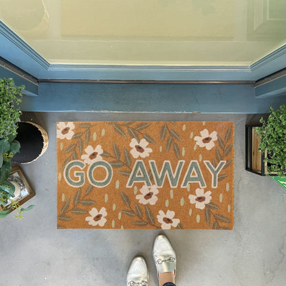Low Profile Funny GO AWAY Doormat with Flowers