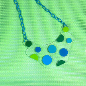 Yayoi Blue and Green Infinity Dots Necklace