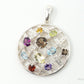 Vintage Multi Gemstone Sterling Silver Necklace Pendant