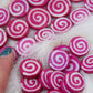 Pink Spiral Coin Bone Beads, 19x4mm, Kids Craft, Jewelry Making Supplies, 12 pcs