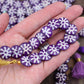 Cascading Sunburst Coin: Purple & White Painted Step Bone Beads, 16mm Charms