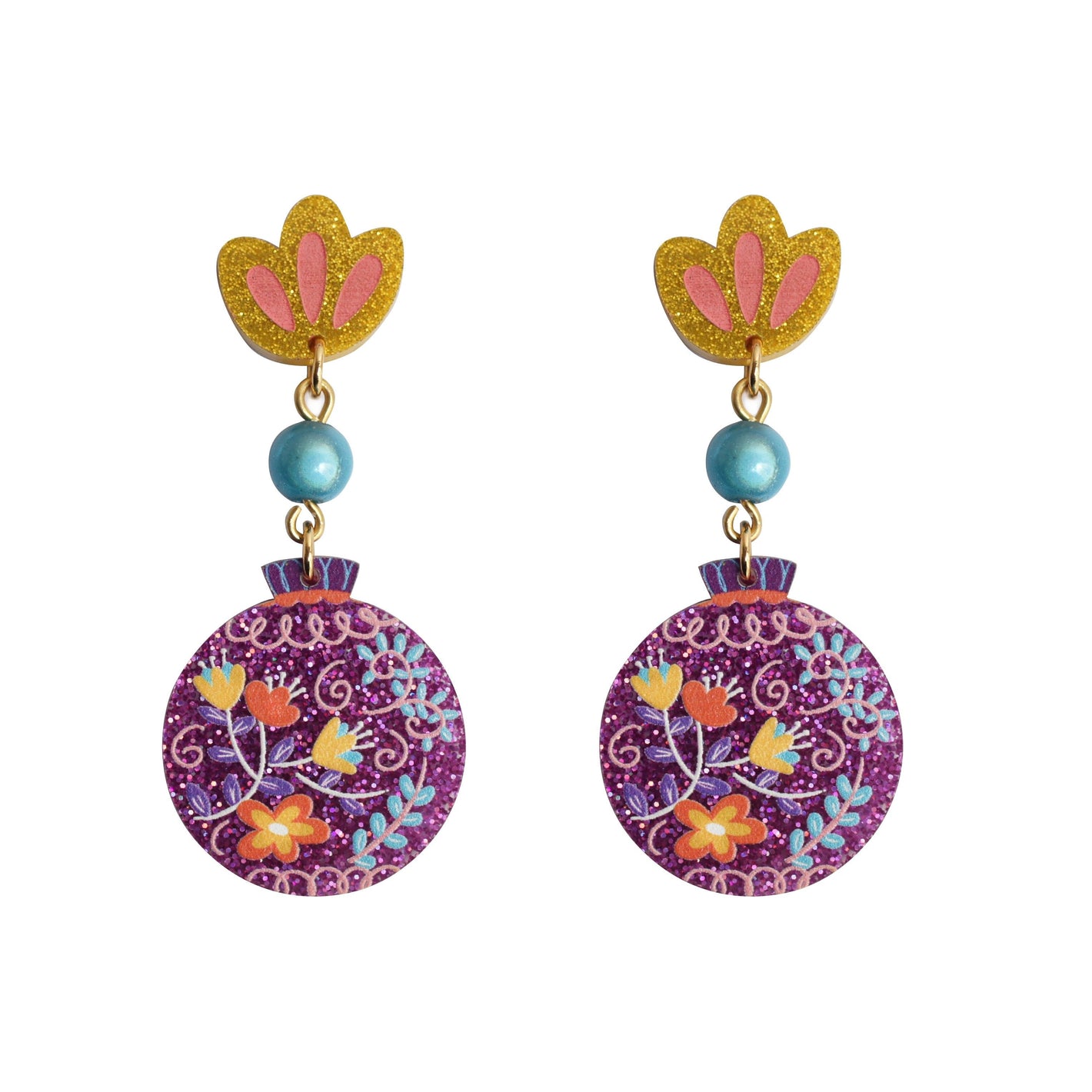 Purple Christmas Bauble Earrings by Laliblue