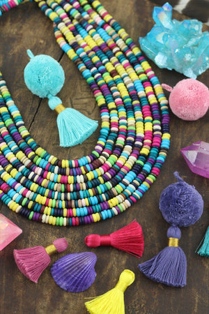 Fruit Salad Mix : Multicolor Rondelle Bone Beads, 5x2mm,  240+ pieces