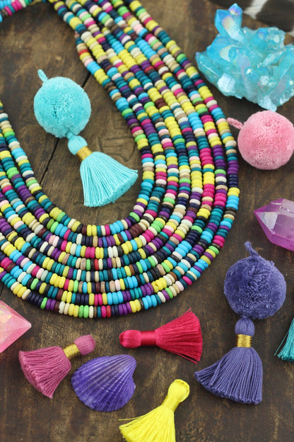 Fruit Salad Mix : Multicolor Rondelle Bone Beads, 5x2mm,  240+ pieces