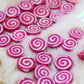 Pink Spiral Coin Bone Beads, 19x4mm, Kids Craft, Jewelry Making Supplies, 12 pcs