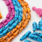 Lightning Bolt: Pink, Blue or Orange & Black Bone Beads, 7x24mm