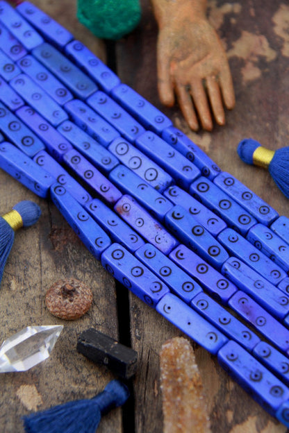 Indigo Blue Tribal Target Rectangle Tube, 8x27mm
