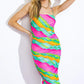 DESIRABLE DESTINATIONS MESH MIDI DRESS