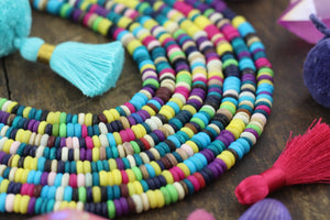 Fruit Salad Mix : Multicolor Rondelle Bone Beads, 5x2mm,  240+ pieces