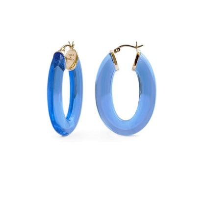 Flat Oval Lucite Hoop Earrings