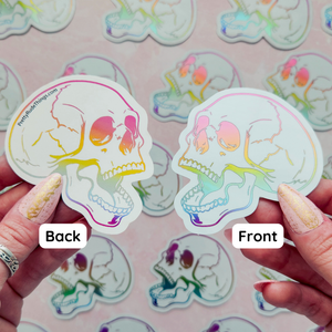 Holographic Rainbow Skull Sticker, 2.6 x 3 in.