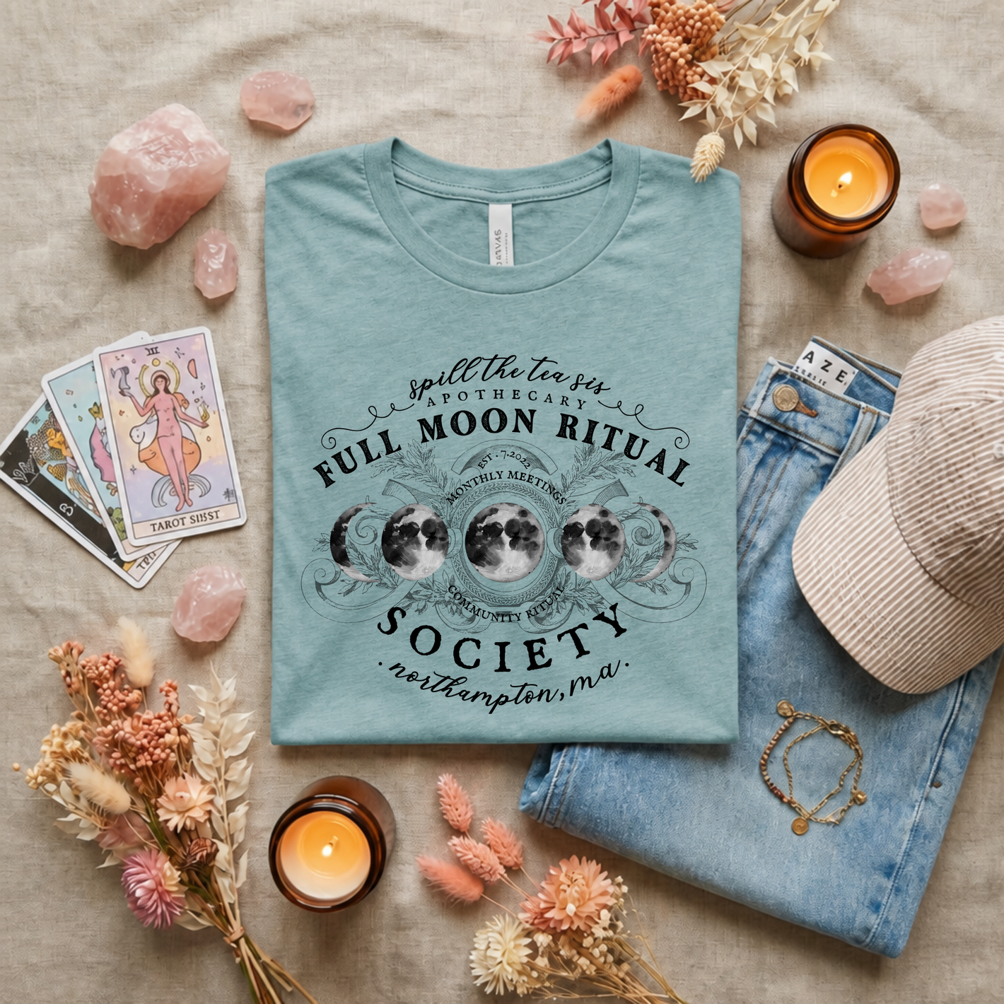 Black Full Moon Ritual Tee | Celestial Graphic T-Shirt