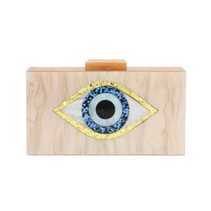 Glittered Evil Eye Celluloid Acetate Clutch Crossbody Bag
