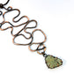 Abstract Copper and Prehnite Glyph Statement Necklace