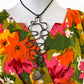 Abstract Copper and Prehnite Glyph Statement Necklace