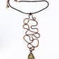 Abstract Copper and Prehnite Glyph Statement Necklace