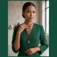 Abstract Copper and Prehnite Glyph Statement Necklace