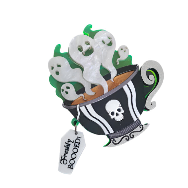 Gothic Ghost Teacup Brooch by Cherryloco