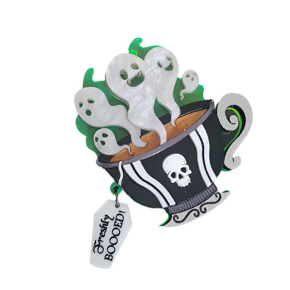 Gothic Ghost Teacup Brooch by Cherryloco