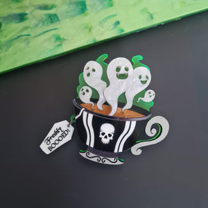 Gothic Ghost Teacup Brooch by Cherryloco