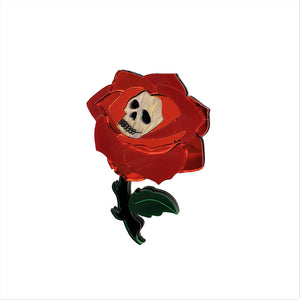 RED Gothic Rose Brooch by Cherryloco