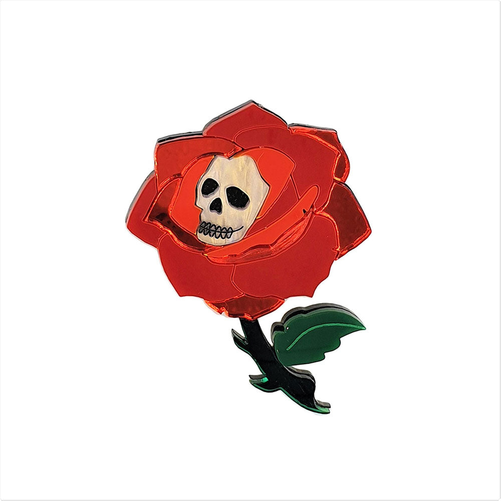 RED Gothic Rose Brooch by Cherryloco