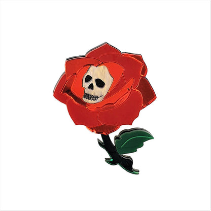 RED Gothic Rose Brooch by Cherryloco