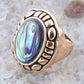 Green Abalone Golden Statement Ring