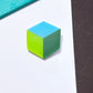 Color Block Cube Brooch — Blue & Green