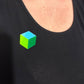 Color Block Cube Brooch — Blue & Green
