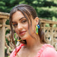 Tie Dye Lucite Hoops in Green & Yellow