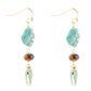 Grotto Green Agate Colorful Golden Drop Earrings