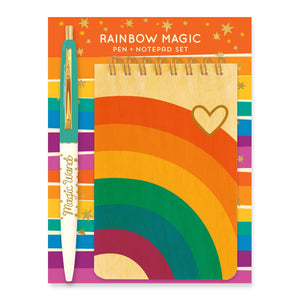 Rainbow Magic Wood Mini Notepad + Pen Gift Set