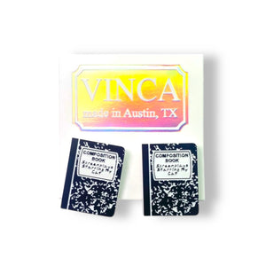 LAST CHANCE! Composition Notebook Earrings- Screenplays Starring My Cat