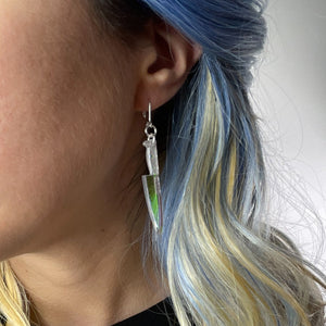 LAST CHANCE! Midi 2" Chef's Knife Dangle Earrings - Iridescent