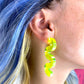 Chunky Squiggle Statement Earrings - Black Light Reactive Clear Green