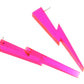 Chunky Lightning Bolt Earrings in Clear Pink