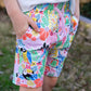 "Jungle Jam" Tropical Birds Drawstring Shorts with Pockets