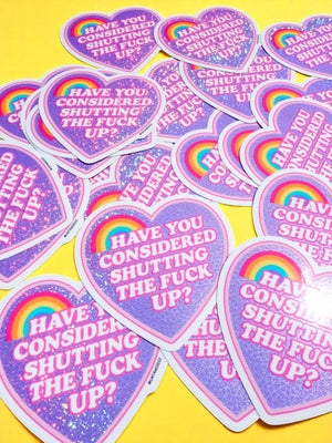 Have You Considered – Funny Heart Rainbow Glitter Vinyl Sticker