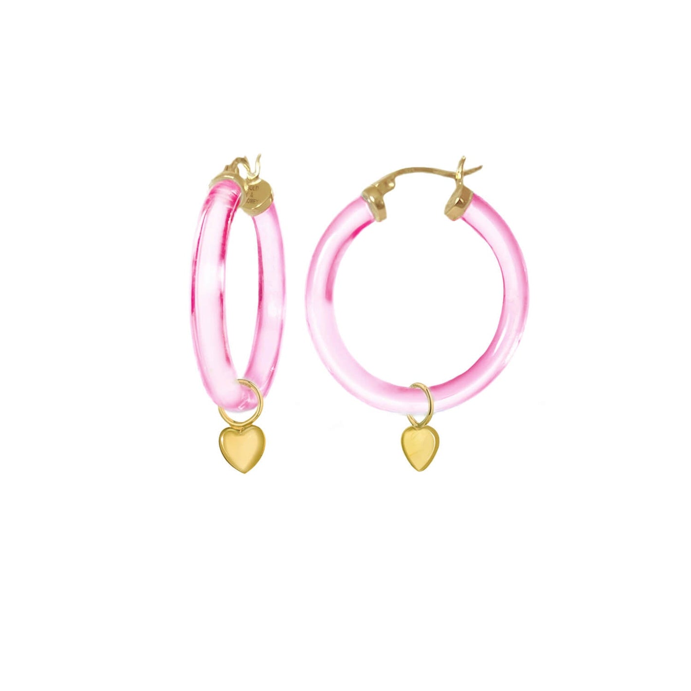 Heart Charm Lucite Hoop Earrings